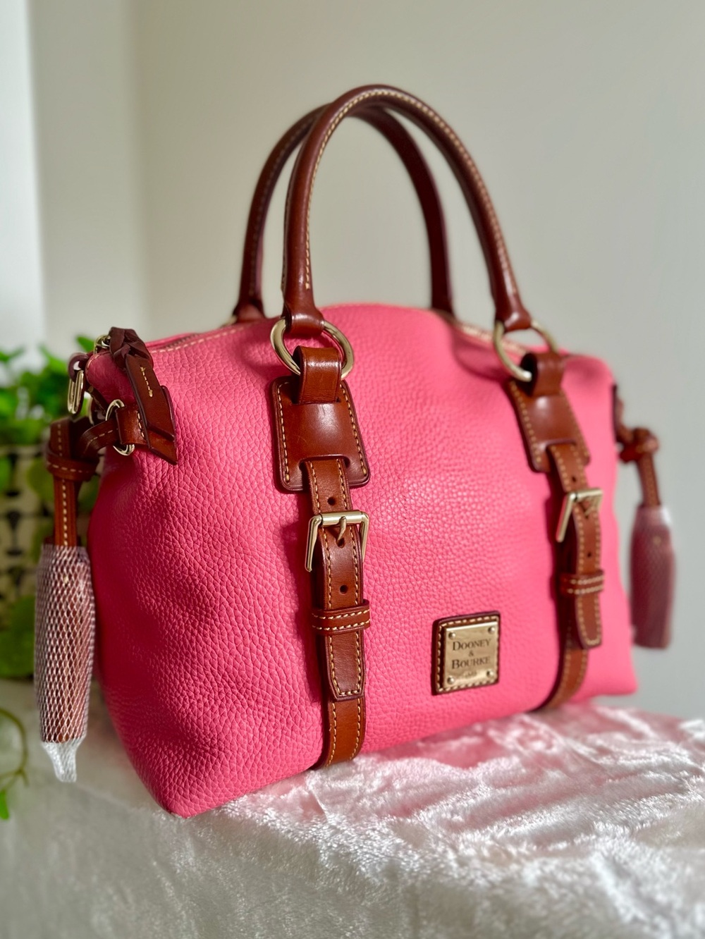 Dooney & Bourke Pebble Grain Leather Bristol Satchel in Pink